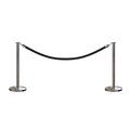 Montour Line Stanchion Post and Rope Kit Sat.Steel, 2 Flat Top 1 Black Rope C-Kit-2-SS-FL-1-ER-BK-PS